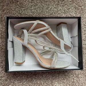 Silver glittery high heels